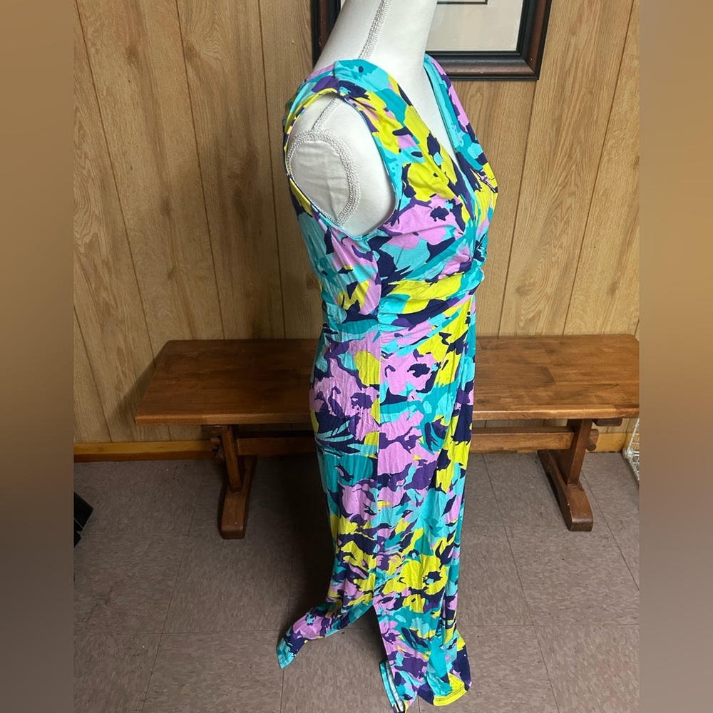IMAN Blue Global Chic Floral Twist Front Maxi Dress Size M - Picture 5 of 11